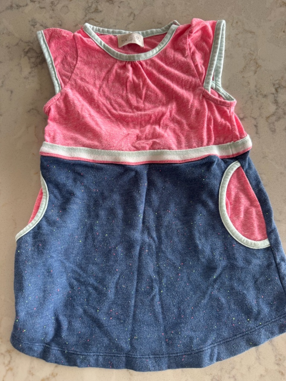 Girls Pink & Navy Colorblock Casual Dress by